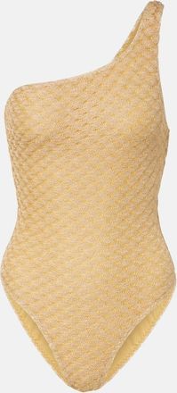 Missoni One-shoulder lam&eacute; swimsuit