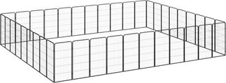vidaXL Jaula Perros 40 Paneles Acero Recubierto Polvo Negro 50x100 Cm Vidaxl