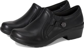 Clarks Angie Holly Womens Flat Shoes Black Leather : 6.5 B - Medium
