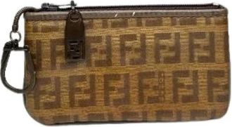 Fendi Pre-owned Vintage FF Monogram Cardholder - Dames - Vintage Mini Tas - Bruin - ONE Size - Leer - Vintage