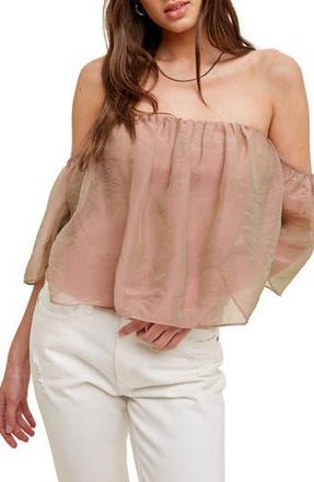 Wishlist Off the Shoulder Organza Top in Rose at Nordstrom Rack, Size Medium