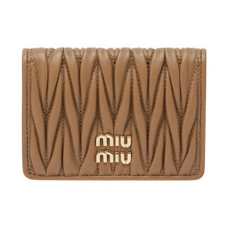 Miu Miu Matelass&eacute; Nappa Leren Kaarthouder - Dames - Portefeuilles - Bruin - ONE Size - Leer - Accessoires