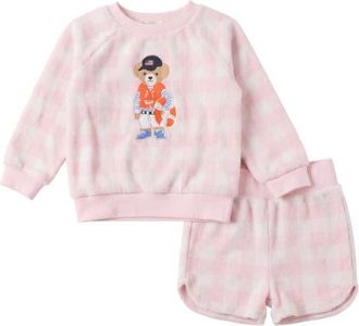 Fragile Bear Embroidered Terry Long Sleeve Top and Shorts Set in Pink at Nordstrom, Size 12M