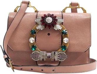 Miu Miu Pre-owned Cross Body Bags, female, Pink, Size: ONE SIZE Pre-owned Rhinestone Shoulder Bag