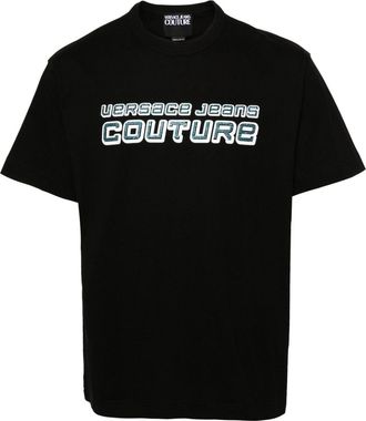 Versace Jeans Couture rhinestone-logo T-shirt - men - Cotton - M - Black