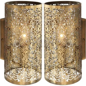 Loops 2 PACK Dimming LED Wall Light Pretty Brass Birds Steel Shade Modern Lamp Fitting in Metallics