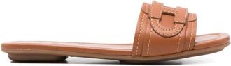 Hogan H685 Platte Sandalen - Dames - Sandalen - Bruin - 36 EU - Leer - Schoenen