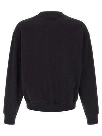 Palm Angels Neck Logo Brushed Cotton Sweatshirt - Black