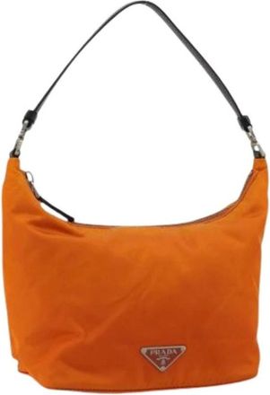 Prada Pre-owned Shoulder Bags, female, Orange, Size: ONE SIZE Pre-owned Vintage Nylon Shoulder Bag