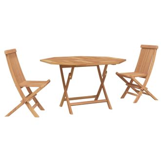 vidaXL Juego Bistro De Jard&iacute;n 3 Pcs Marr&oacute;n Madera De Teca Maciza Vidaxl