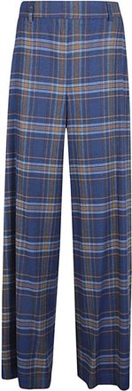 Ni&ugrave; Wijde geruite broek - Dames - Wijde Broeken - Blauw - M - Broeken