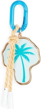 Leith Painted Palm Tree Carabiner Clip Bag Charm in Turquoise Multi- Gold at Nordstrom Rack