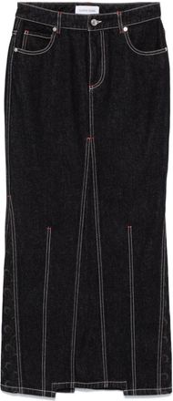 Marine Serre Womens Moon Denim Long Skirt - Black Cotton - Size EU 40 (Womens)