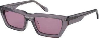Replay Rechthoekige Zonnebril - unisex - Zonnebrillen - Grijs - ONE Size - Accessoires