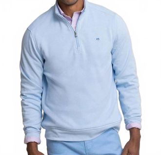 Southern Tide Sandy Cove Pique Quarter Zip Top In Ocean Channel
