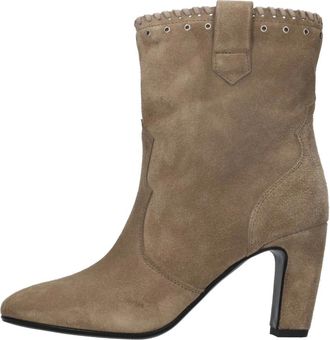 Strategia A5905 Velourcamel - Dames - Laarzen met Hak - Bruin - 37 EU - Leer - Schoenen