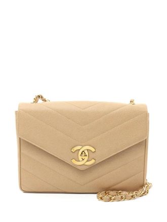 Chanel 1994-1996 V-stitch shoulder bag - women - Caviar Leather - One Size - Neutrals