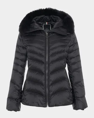 Gorski Down Apres-Ski Jacket with Detachable Toscana Lamb Hood Trim