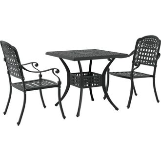 vidaXL Vidaxl Set De Bistro De Jard&iacute;n 3 Piezas De Aluminio Fundido Negro