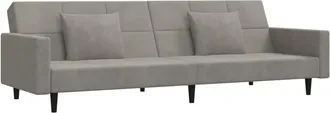 vidaXL Sof&aacute; Cama De 2 Plazas Con Dos Almohadas Terciopelo Gris Claro Vidaxl