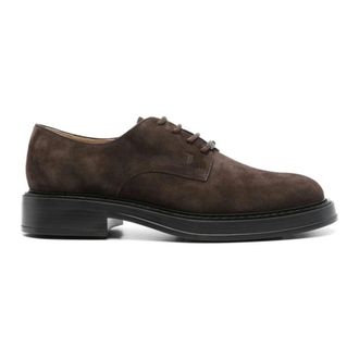 Tod's Bruine Su&egrave;de Veterschoenen - Heren - Veterschoenen - Bruin - 40 1/2 EU - Su&egrave;de - Schoenen