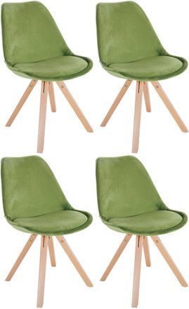 Clp Clp - Pack De 4 Sillas De Sal&oacute;n Sofia En Terciopelo Verde Claro Natural (cuadrado)
