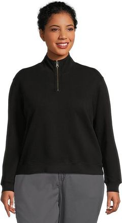 Mod-o-doc Long Sleeve Half-zip Funnel Neck Sweatshirt Womens Sweatshirt Black : LG (US 12-14), Cotton