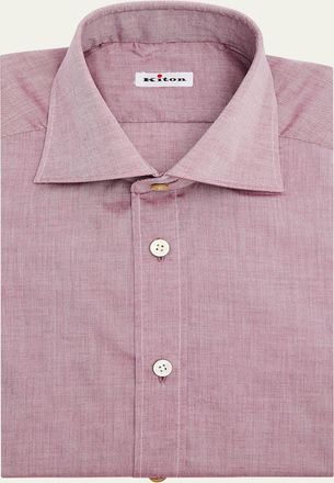 Kiton Mens Cotton Point-Collar Dress Shirt