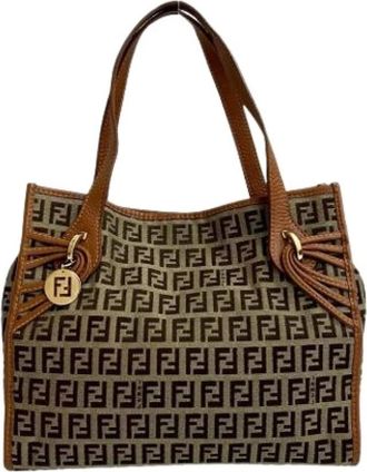 Fendi Pre-owned Handbags, female, Brown, Size: ONE SIZE Pre-owned Canvas Handbag