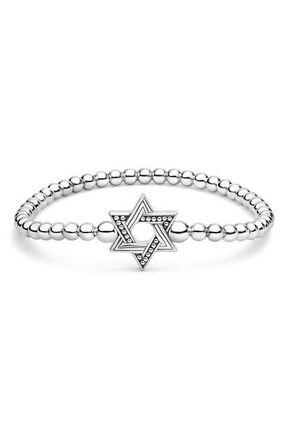 Lagos Signature Caviar Star of David Stretch Bracelet in Silver at Nordstrom, Size 7