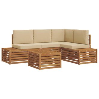 vidaXL Conjunto De Sof&aacute;s De Exterior Natural Y Beige 59 X 59 X 37 Cm Vidaxl