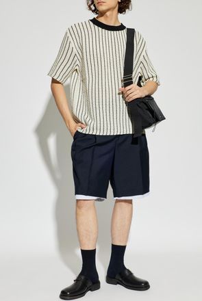 Jil Sander T-shirt With Decorative Knit, Mens, Cream