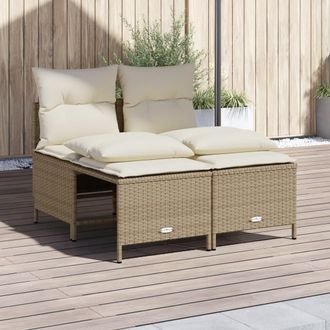 vidaXL Juego De Sof&aacute;s Jard&iacute;n Con Cojines 4 Pzas Rat&aacute;n Sint&eacute;tico Beige Vidaxl