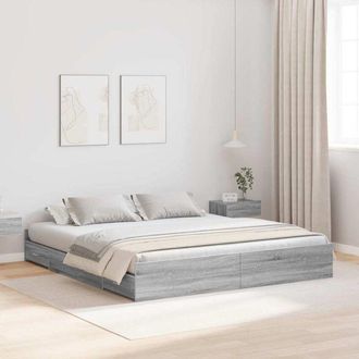 vidaXL Vidaxl - Cama Con Almacenamiento Con Cabecera Gris Sonoma 200 X 200 Cm