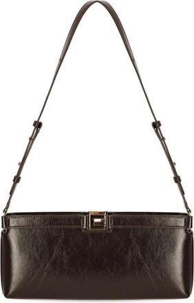 Elisabetta Franchi Tassen, Dames, Bruin, ONE Size, Polyester, Naplak-effect Baguette Tas