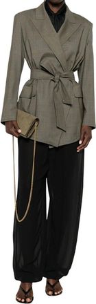 Max Mara Brown Checks Peaked Lapel Blazer