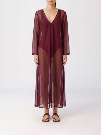 MC2 Saint Barth Tunica midi in tulle trasparente con scollo a V e maniche lunghe