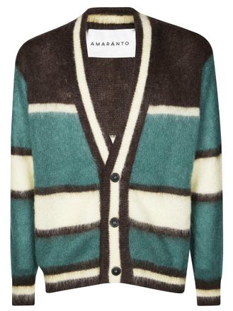 Amaranto Buttoned Cardigan With Macro Stripes