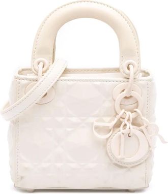 Dior Borsa a tracolla Lady Dior micro in pelle di vitello Ultra Matte con motivo Cannage 2022 - Bianco