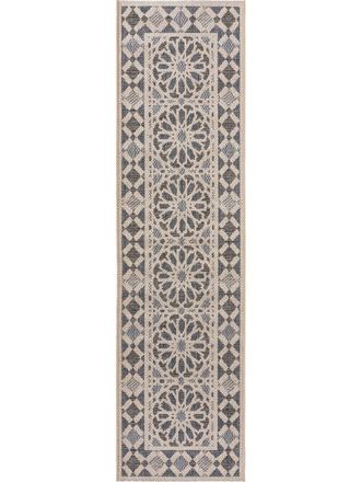 benuta Alfombra de pasillo exterior beige/azul 67x240