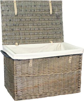 Red Hamper Wicker Large Antique Wash Storage Basket in White
