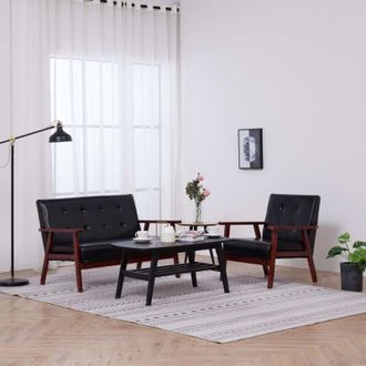 vidaXL Vidaxl - Set di Divani 2 pz Nero in Similpelle