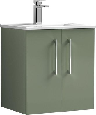 Nuie Nuie - Arno Wall Hung 2-Door Vanity Unit with Basin-2 500mm Wide - Satin Green