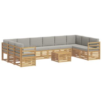 vidaXL Conjunto De Sof&aacute;s De Exterior 11 Pcs Blanco Y Gris Claro Vidaxl