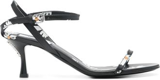 Moschino 55 mm sandalen met bloemenprint - Zwart