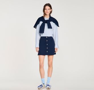 Sandro Short ribbed skirt with press studs