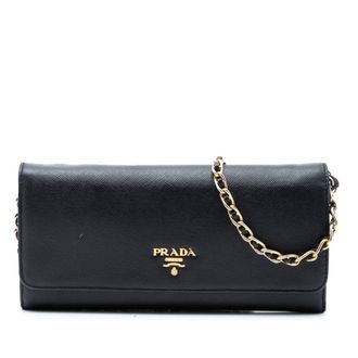 Prada Pre-owned Prada Saffiano Wallet On Chain Ladies KIIABRDSVXL704PO