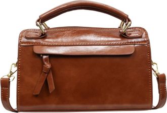 Generic Women PU Retro Shoulder Bag Solid Color Top Handle Bag for Travel Work (Brown)