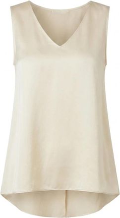 Antonelli Zijde tanktop- V-hals- langer aan de achterkant - Dames - Tops zonder mouwen - Beige - XL - Tops