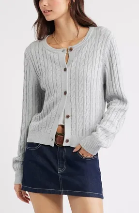 BP. Button Front Cotton Blend Cardigan in Grey Soft Heather at Nordstrom, Size Xx-Small